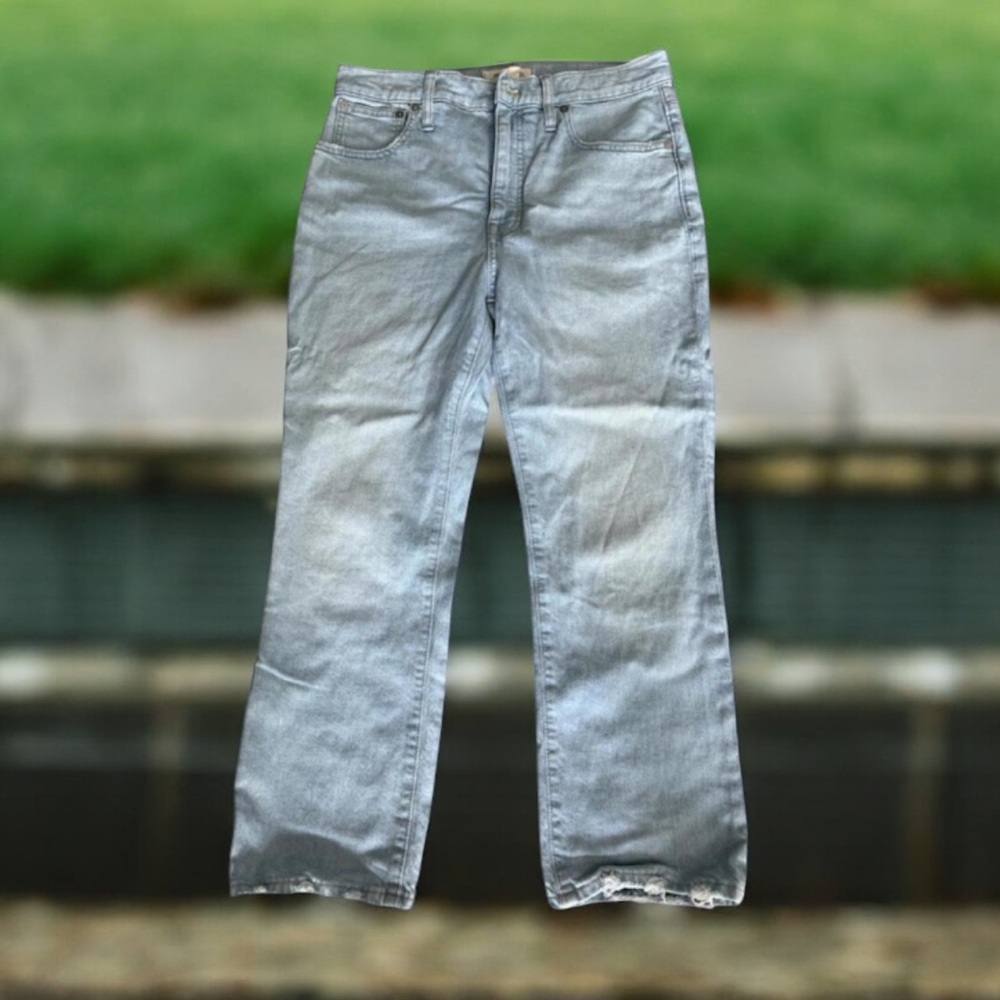 Madewell‎ Slim Demi Boot Jeans Size 28P Light Wash Raw Hem Stretch Denim